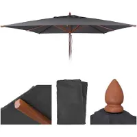 Mendler Copertura di ricambio per ombrellone da esterno in legno, modello HWC-C57b, copertura per ombrellone, quadrata, 3x3 metri, in poliestere, colore grigio antracite
