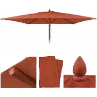 Mendler Copertura di ricambio per ombrellone da esterno in legno, modello HWC-C57b, copertura per ombrellone, quadrata, 4x4 metri, in poliestere, colore terracotta
