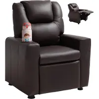 StarTech.com Poltrona per bambini - Poltrona relax con funzione reclinabile - Schienale regolabile da 101° a 121° - Finto cuoio - Con poggiapiedi e portabevande - Portata massima 41 kg - Marrone