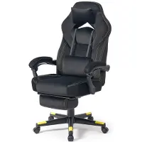 Songmics Sedia da gioco, sedia ergonomica per computer, sedia da ufficio, con poggiapiedi, cuscino per la testa, cuscino lombare, superficie in velluto