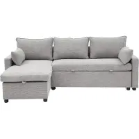 CALICOSY - Divano letto a 3 posti in tessuto con chaise longue L219 cm - LOUISON