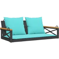 vidaXL Panca sospesa con cuscini Nero 109x62x40 cm Poly Rattan