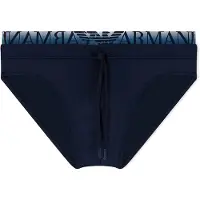 Emporio Armani per uomo. EM000582_AF20432 Slip da bagno con fascia del logo blu navy (XXL), Beachwear, Poliamide