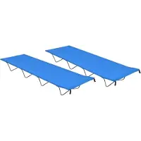 Syfax Lettini Campeggio 2 pz 180x60x19 cm Tessuto Oxford Acciaio Blu