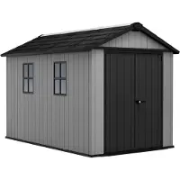 Dmora Rockport - Casetta da Giardino, 230x350x246h cm Grigio, Lucchettabile, Finitura in Resina