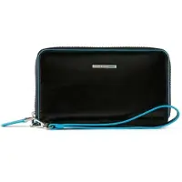 Piquadro Quadrato Blu Nero Donna — Portafoglio in Pelle