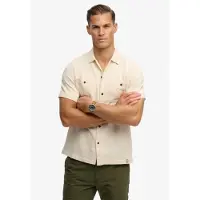 Superdry per uomo. M4011123A Camicia beige testurizzata Merchant (M), Casual, Cotone, Manica corta