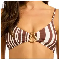 Seafolly Women's Coastline Ring Front Bralette Parte superiore bikini Donna (32, bianco)