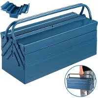 Deuba Cassetta Attrezzi Vuota Grande Acciaio 5 Scomparti Valigetta Utensili 530x200x200mm