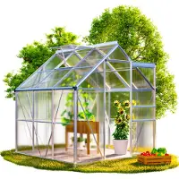 Gardebruk Serra in alluminio 3,6m² con fondamenta 190x190cm incl. lucernario Casa per pomodori Serra per la propagazione Casa per la coltivazione del giardino 5,8m³