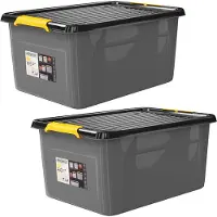 Monzana 2x Contenitore con Coperchio 40L BPA Free Chiusura a Scatto Scatole Impilabili Scatola Organizer Cantina Garage Contenitori Plastica Box