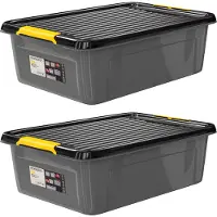 Monzana 2x Contenitore con Coperchio 30L BPA Free Chiusura a Scatto Scatole Impilabili Scatola Organizer Cantina Garage Contenitori Plastica Box