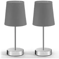 Monzana 2x Lampada da Comodino Metallo Paralume in Tessuto E14 Luce Soffusa Lettura Cavo 120cm