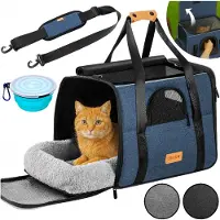 Cadoca Trasportino Gatto Cane Auto Borsa Animali Tracolla e Ciotola Zaino per Cani Cuccia Gatti Viaggio Macchina Box per Trasporto Diversi Colori