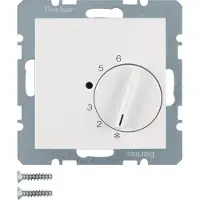 Hager Regolatore di temperatura ambiente Berker con commutatore e elemento centrale S.1/B.3/B.7 bianco polare, 1 pz.