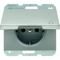Berker Presa Schuko, acciaio inox, con coperchio a cerniera - Presa 47517104