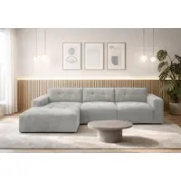 AX Living Divano a L Corlu, grigio, per soggiorno, 310 cm di lunghezza