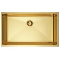 VBChome Lavello da cucina 74×44 cm in acciaio inossidabile color oro senza sgocciolatoio, a vasca singola, da incasso, profondità 21 cm, mobile sottolavello minimo 80 cm, lavello da incasso