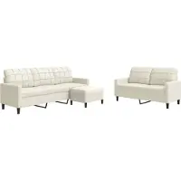 Syfax Set di Divani 3 pz con Cuscini Crema in Velluto