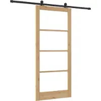vidaXL Porta scorrevole ORKDAL Naturale 93 x 211 cm in legno massello di pino e vetro