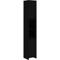 OEM Comò alto da bagno - Comò a colonne da bagno - Comò a colonne da appoggio - Comò stretto con ante - Nero