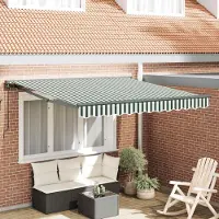 Prolenta Maison Exclusive - Tenda da sole manuale, dimensioni 3 x 2,5 m, a righe verdi e bianche, 100% poliestere