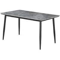 Meublorama Tavolo da pranzo GRANVIA – 140x80 cm effetto ardesia e gambe in metallo