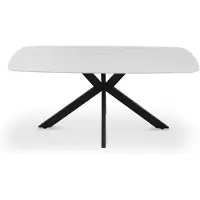 Meublorama ARVENA 180x90 cm - Colore pietra grigia - Tavolo da pranzo design - Piano effetto pietra e metallo