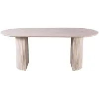 Meublorama Tavolo da pranzo ovale VAGOS – 200 x 100 cm – Colore travertino – Design contemporaneo effetto pietra