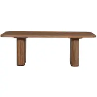 Meublorama Tavolino basso TALVORA – Legno massello di mango – Tavolino rettangolare 120x60 cm – Design grezzo e naturale