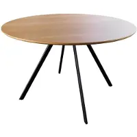 Meublorama Tavolo da pranzo SOREN – Effetto legno di quercia e metallo – 120 cm – Rotondo – Stile industriale