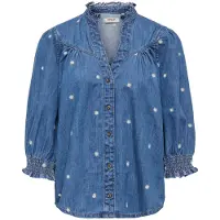 ONLY Camicia da donna 'ONLRAYA DAISY' blu denim / giallo / bianco