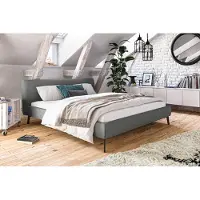 KAWOLA Bett VALERIE: Letto imbottito, colore grigio, dimensioni 180x200 cm