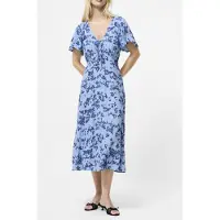 French Connection Isla Lizzie Crepe S/s V Nk Dre Blue Multi Taglia: 18 | Abiti Midi Outlet | Donna | Blu