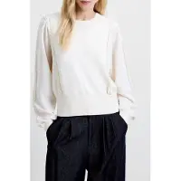 French Connection Krista Mix Ruffle Slv Jumper Porcelain Cream Taglia: XS | Maglie a manica lunga Outlet | Donna | Bianco