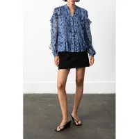 French Connection Anita Hallie Crinkle Shirt Blue Multi Slate Taglia: 8 | Magliette intime Outlet | Donna | Blu