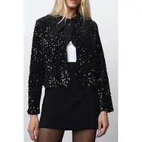 French Connection Monet Sequin Tie Cardigan Blackout Taglia: M | Giacche in ecopelliccia Outlet | Donna | Nero