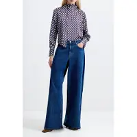 French Connection Gloria Dolly Ls Scarf Blouse Blueberry Multi Taglia: S | Maglie a manica lunga Outlet | Donna | Blu