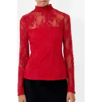 French Connection Bridget Lace Ls Top Lipstick Red Taglia: L | Magliette intime Outlet | Donna | Rosso