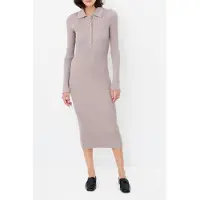 French Connection Mari L/s Collared Midi Dress Taupe Neutral Taglia: M | Abiti in T-Shirt Outlet | Donna | Nero