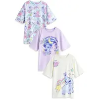 Next Camicia da notte 'Lilo and Stitch' beige chiaro / blu cielo / blu violetto / lavanda