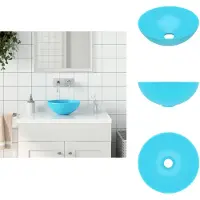 vidaXL Lavabo in Vetroceramica verde chiaro rotondo - Lavabo da bagno
