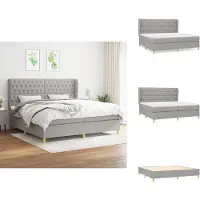vidaXL Letto a molle con materasso grigio chiaro 200x200 cm in tessuto - Letti & strutture letto