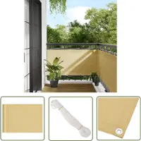 The Living Store Paravento per balcone Colori sabbia 75x600 cm 100% Poliestere-Oxford