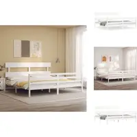 vidaXL Letto in legno massiccio con testiera bianca 200x200 cm - Letti e strutture letto