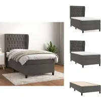 vidaXL Letto a molle con materasso grigio scuro 100x200 cm in velluto - Letti e strutture letto