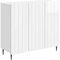 vidaXL Credenza , bianco lucido, 89 x 34,5 x 82 cm, materiale a base di legno