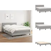 vidaXL Letto a molle con materasso grigio chiaro 140x190 cm in tessuto - Letti & strutture letto
