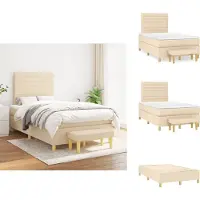 vidaXL Letto a molle con materasso in tessuto crema 120x200 cm - Letti e strutture letto