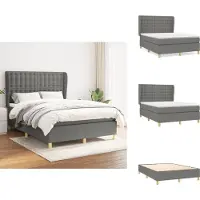 vidaXL Letto a molle con materasso grigio scuro 140x200 cm in tessuto - Letti & strutture letto